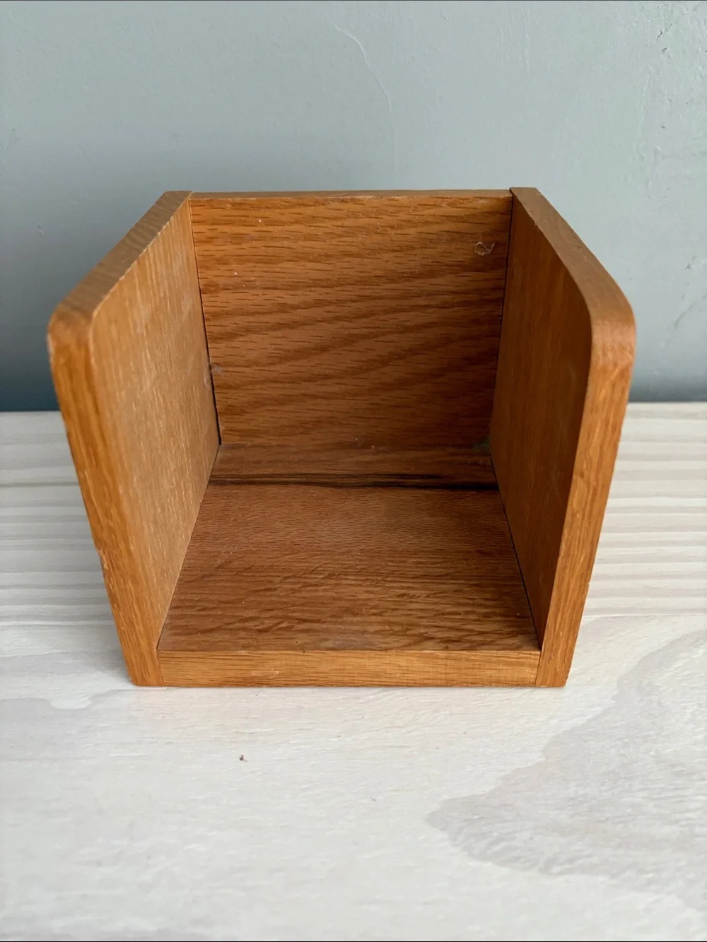 Vintage Mid Century Modern Wood and Cork Coaster Set of 6 with Caddy